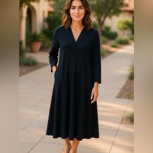 NWT Soft Surroundings Elegant Naima Navy colored V-Neck Dress